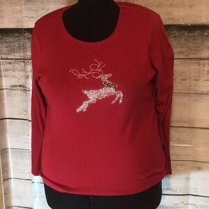 Sz. XL Rebecca Malone Red “Blinged”long sleeve shirt